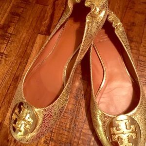 Tory Burch gold flats